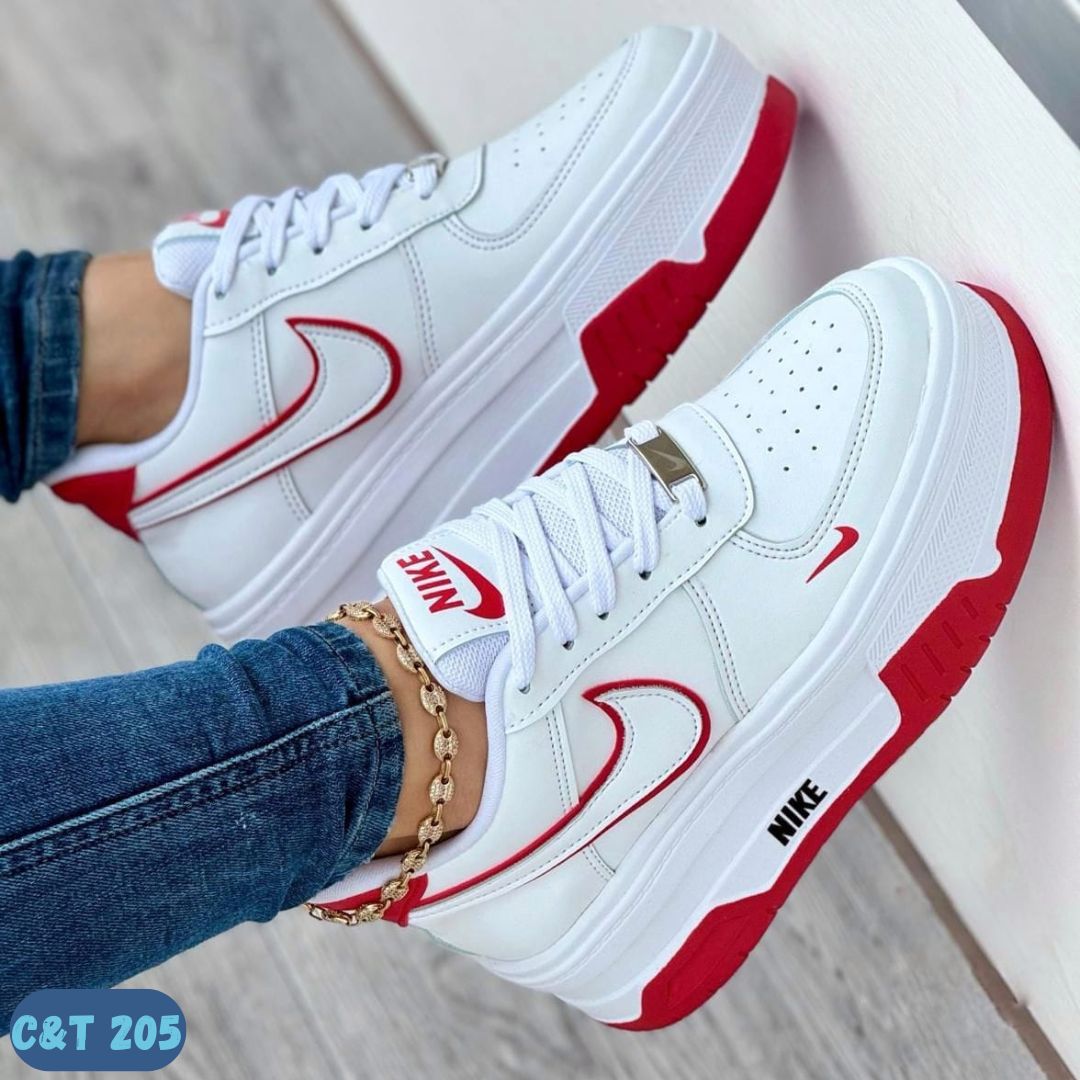 NIKE DOBLE SUELA BLANCO ROJO (C&T 205)