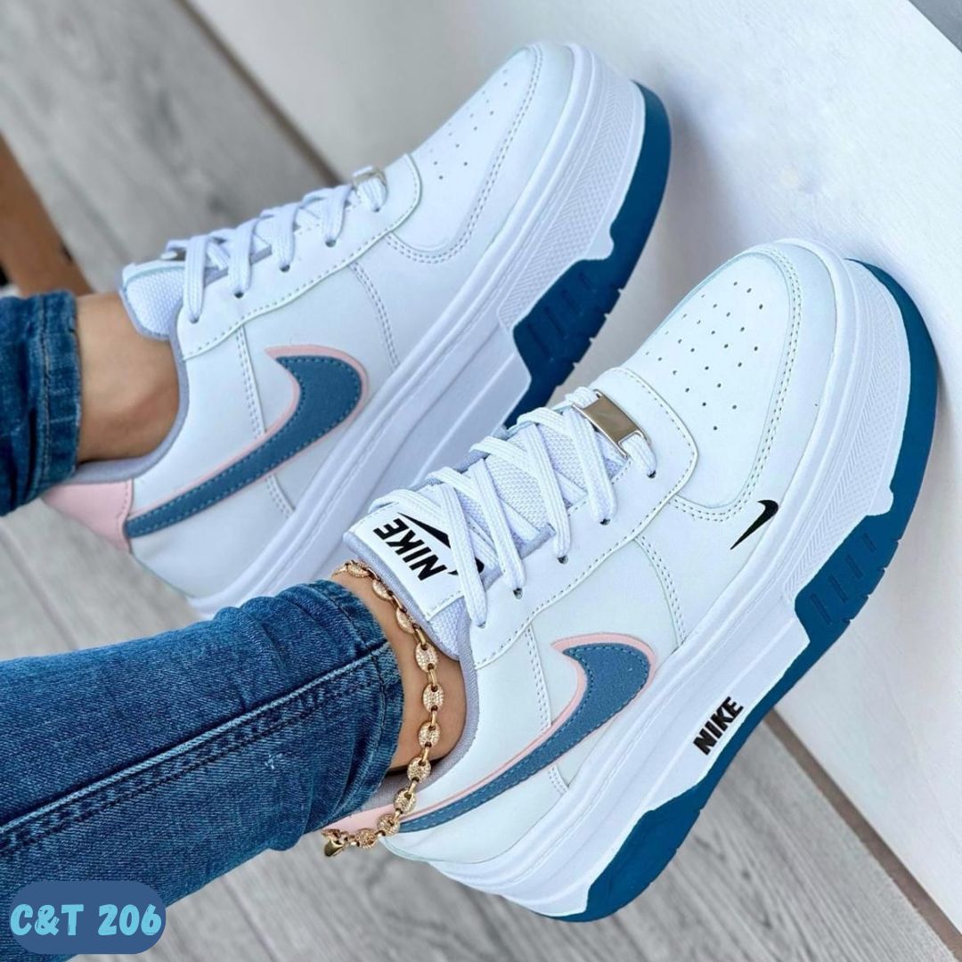 NIKE DOBLE SUELA BLANCO AZUL (C&T 206)