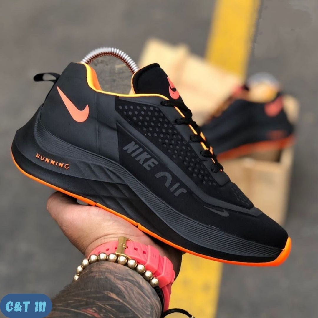 NIKE AIR RUNNING NEGRO NARANJA (C&T 111)